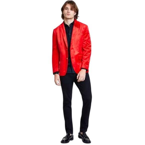 INC International Concepts Men's Classic Fit Velvet Blazer, Goji